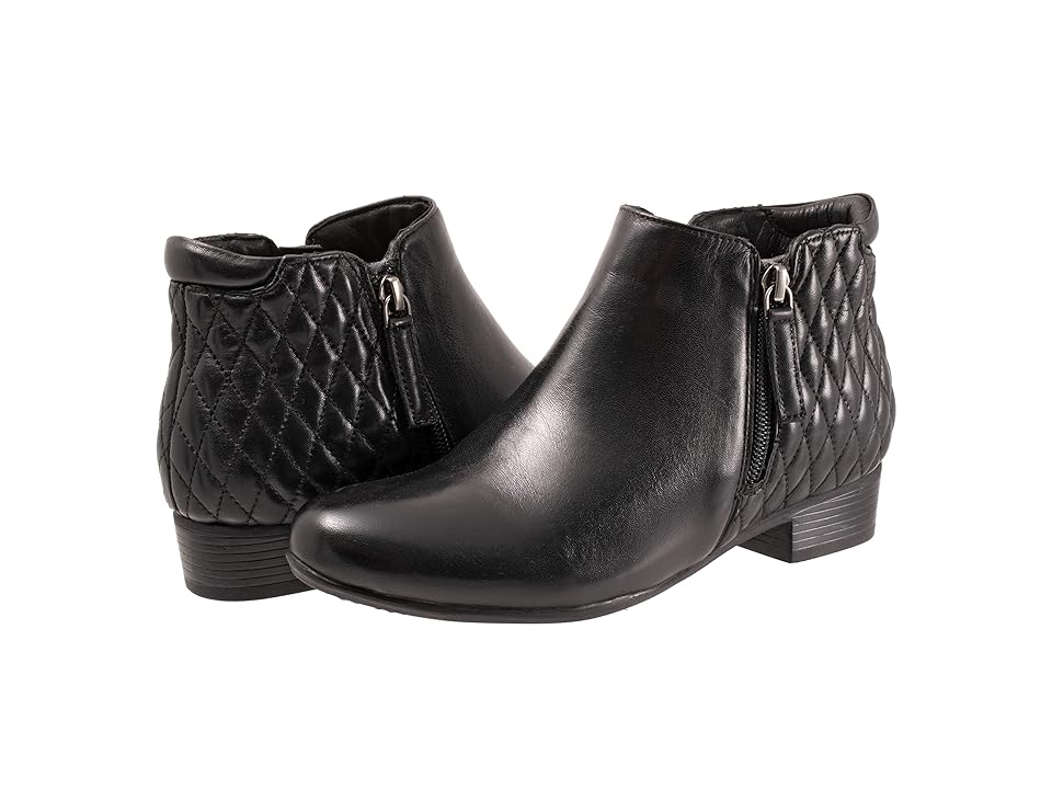 Trotters Major (Black Quilted) Women's Boots INTERNATIONAL SHIPPING