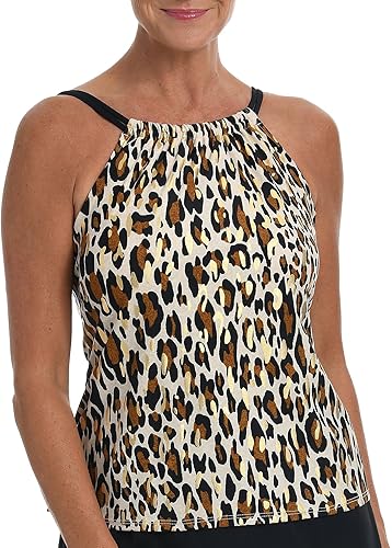 Top de traje de baño tankini de cuello alto