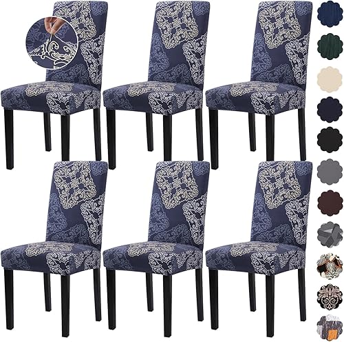 Fundas para sillas, fundas para sillas de comedor, paquete de 6, fundas elásticas para sillas de comedor, fundas para sillas de comedor para cocina,