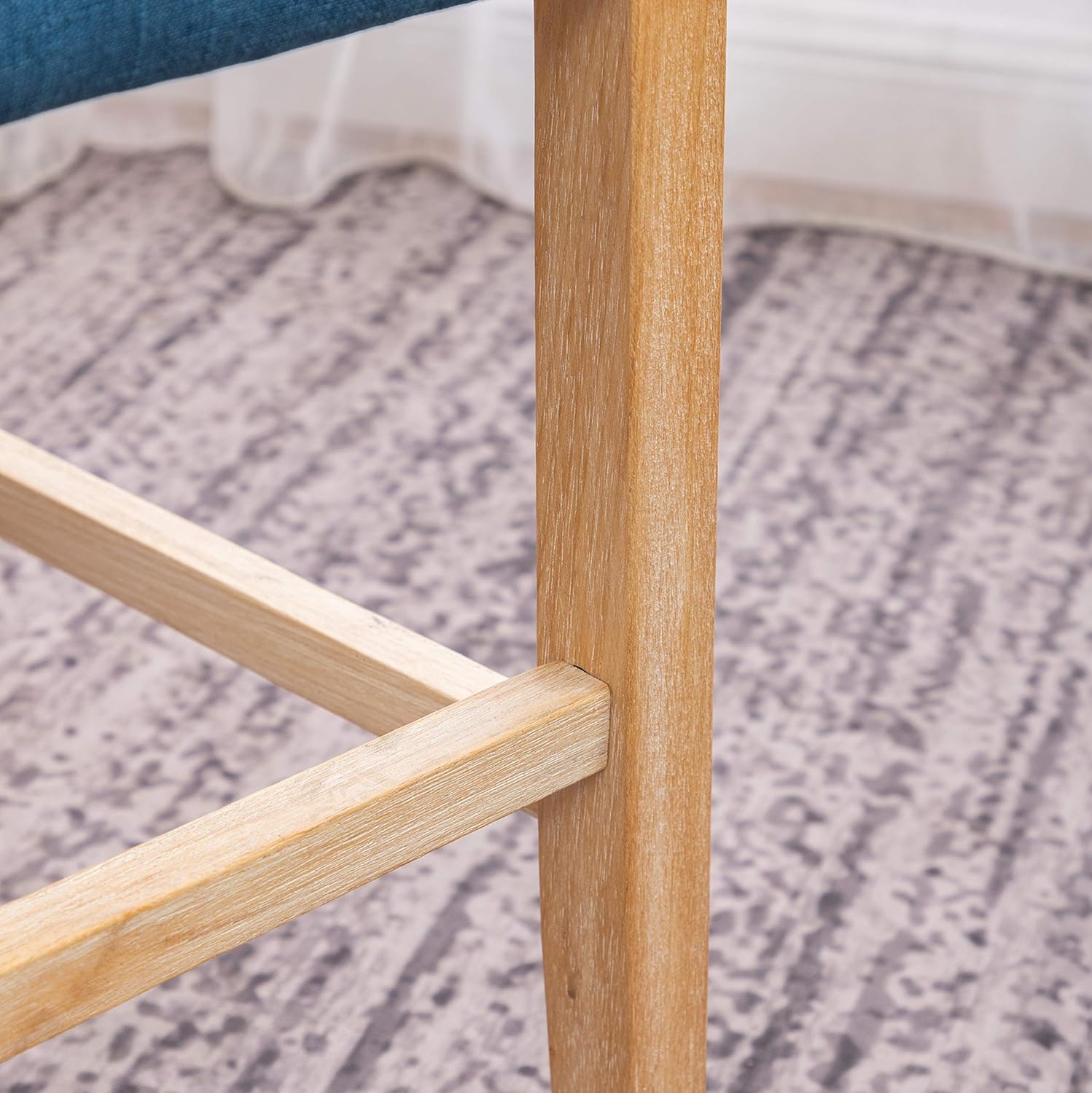 Roundhill Furniture Siena Counter Height Button Tufted Back Solid Wood Stools, Set of 2, Blue