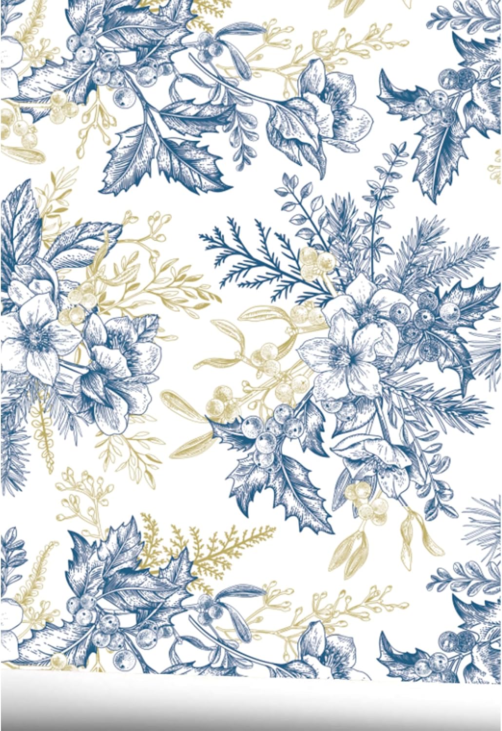 FYSUIMU Blue Botanical Floral Shelf Liner Contact Paper Chinoiserie Flower Self Adhesive Shelf Liner Decorative Peel and Stick Wallpaper for Wall Drawer Furniture Cabinet Table Decal, 17.7 x 117 Inch