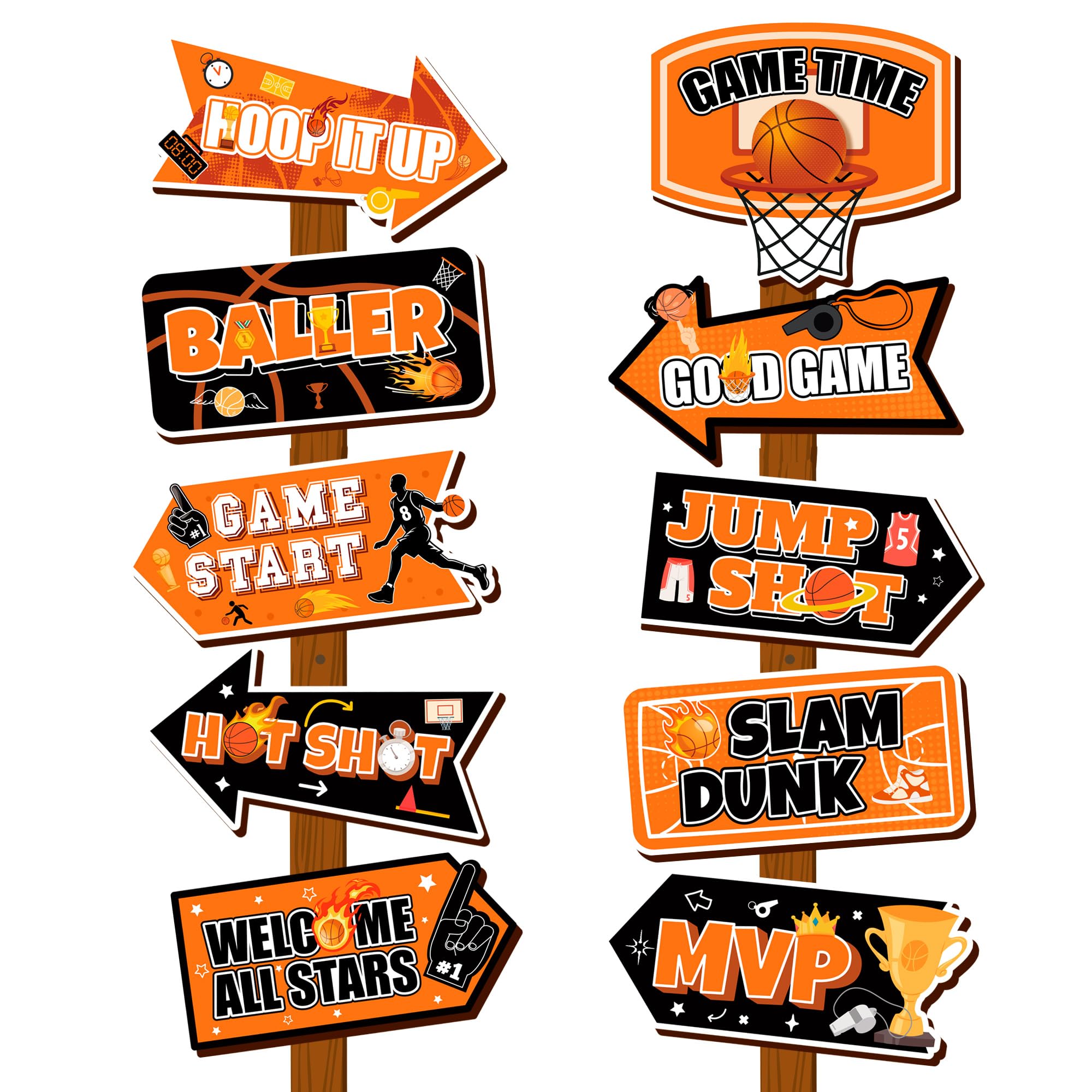 Décoration d'Anniversaire Basketball, 20 Pcs Panneau de Décorations de Fête de Basket-Ball pour Décorations de Fête D'anniversaire sur le Thème du Basket-Ball