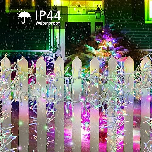 Miniatura 2 de Guirnalda de 400 luces LED en racimo  24.61 pies de luz blanca cálida para exteriores, luces impermeables para exteriores, tira de luces para