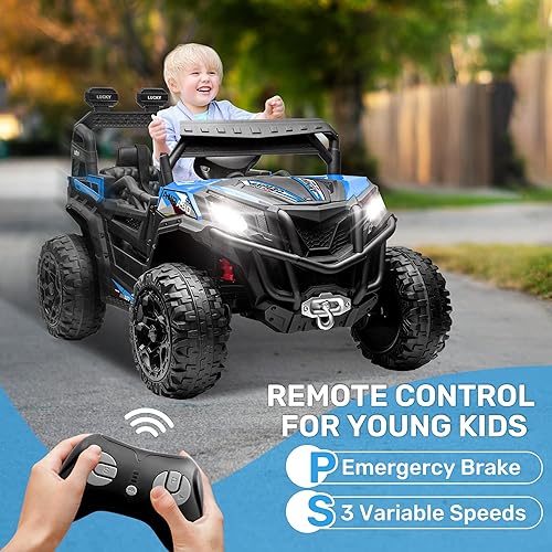 Miniatura 14 de ANPABO Juguetes de paseo de 24 V para niños grandes con control remoto, motores de 4 x 75 W, máximo 4.5 MPH, conmutable 4WD/2WD, 4 amortiguadores