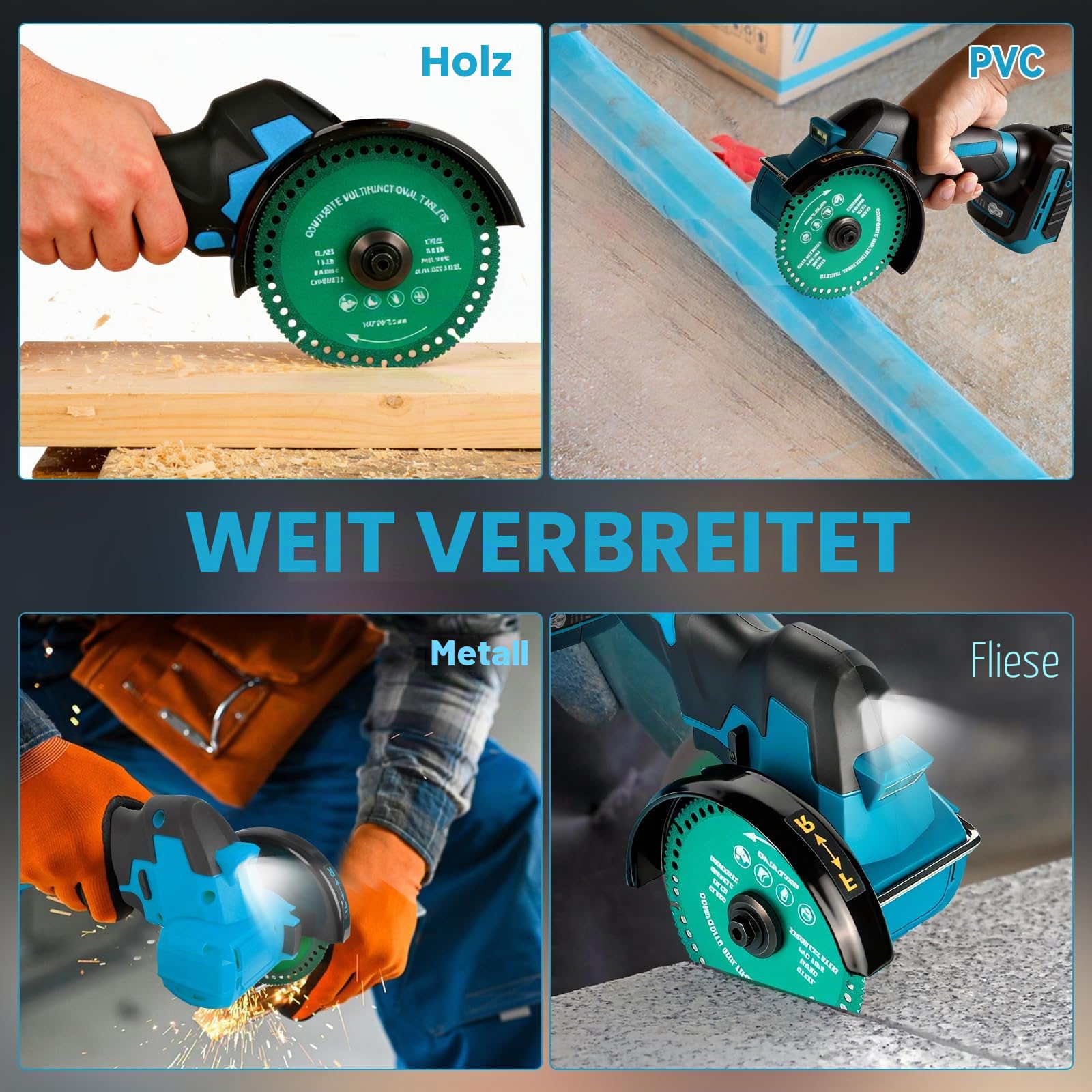 Akku-Winkelschleifer für Makita 18 V, bürstenloser Mini-Winkelschleifer, 18000 U/min, 100 mm, kleines Trennwerkzeug mit 4 Scheiben zum Schneiden, Polieren, Schleifen (für Makita, 100 mm)