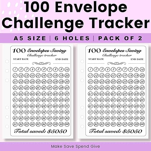 Miniatura 5 de LingLingo Carpeta para desafíos de ahorro de dinero, forma fácil y divertida de ahorrar $5,050, libro de presupuesto A5 con kit de sobres de