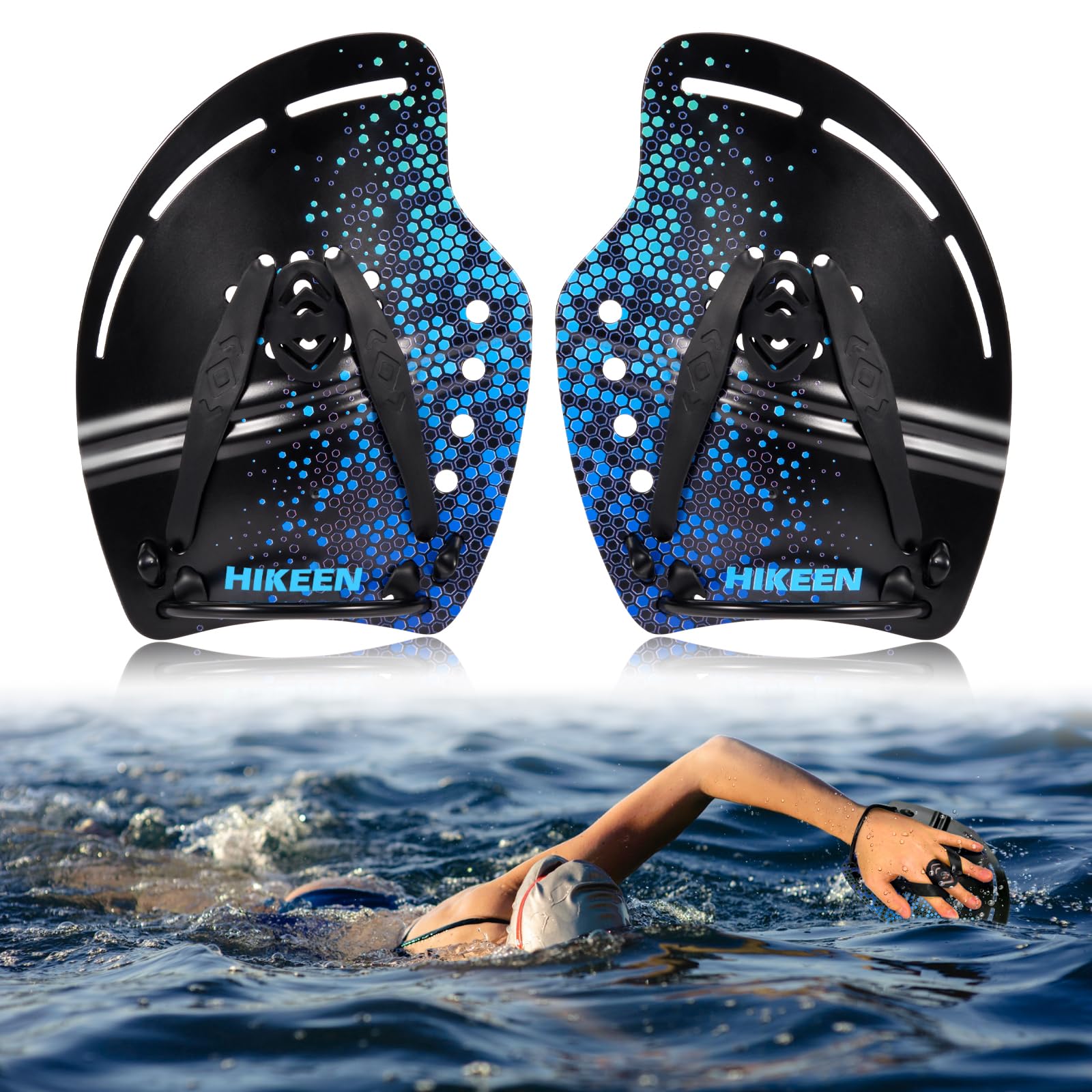 BOOSTEADY Palette Per Nuoto Regolabile, Pagaia Accessori Per Allenamento Unisex Adulti E Bambini, Bianco