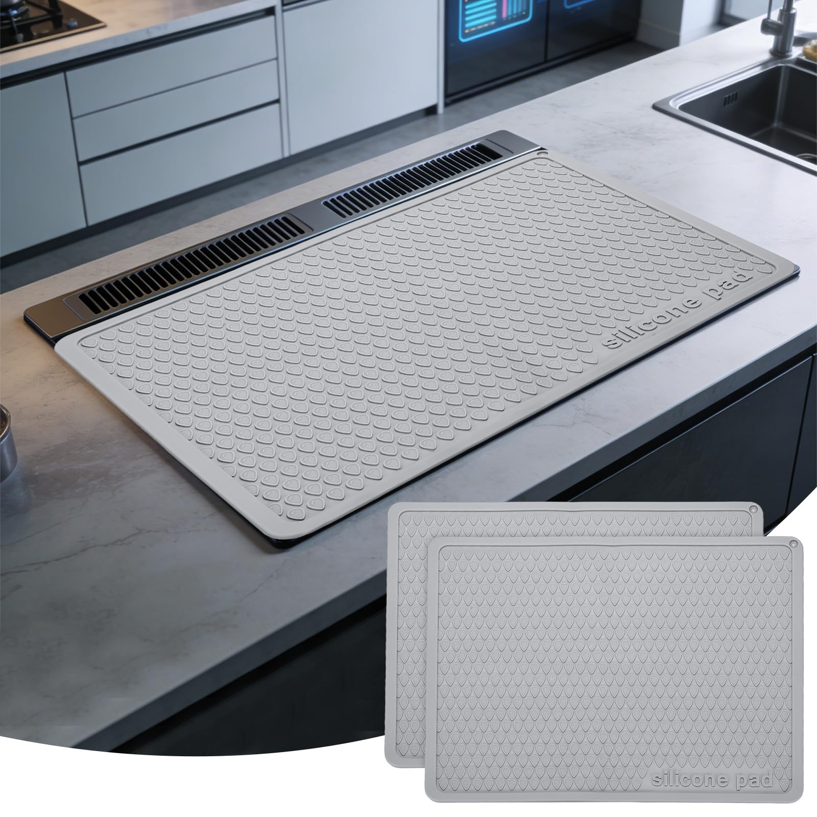 Alfombrillas para secar platos PATIKIL de silicona de 16x12 pulgadas con resistencia al calor