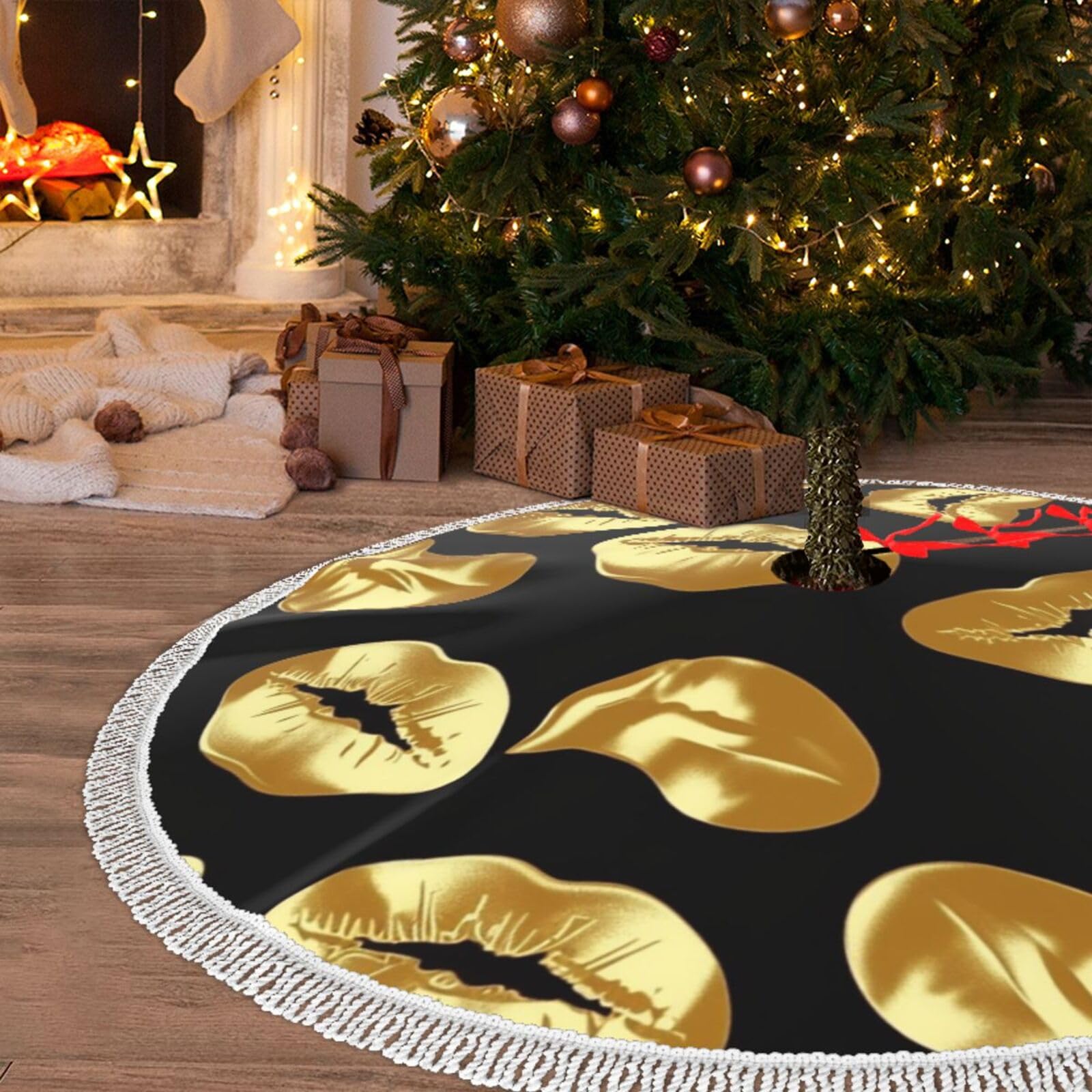Jupe de sapin de Noël en peluche douce de 121cm pour sublimer votre décoration de salon en fête