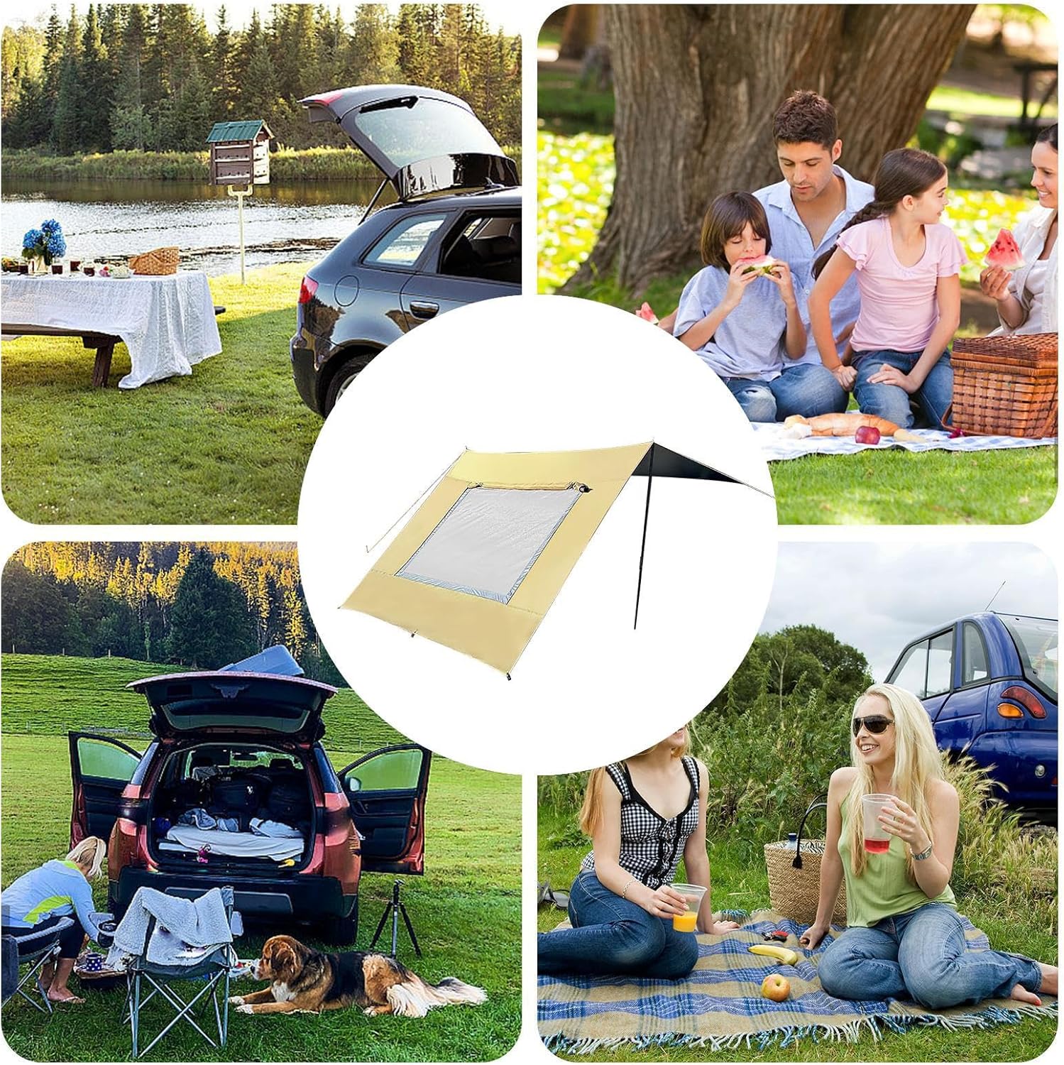 SUV Awning - Waterproof UV Protection Sun Shelter | Car Side Awning Tailgate Canopy | for Vehicle Truck Automotive RV Outdoor Fishing Hiking Picnic Beach Yard