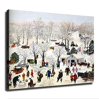 The New Year By Grandma Moses Poster Canvas Print Art Decoration Wall Art Painting Print Modern Aesthetic Suitable for Living Room, Bedroom Decoration, Framed or Unframed (08×10inch Unframed)