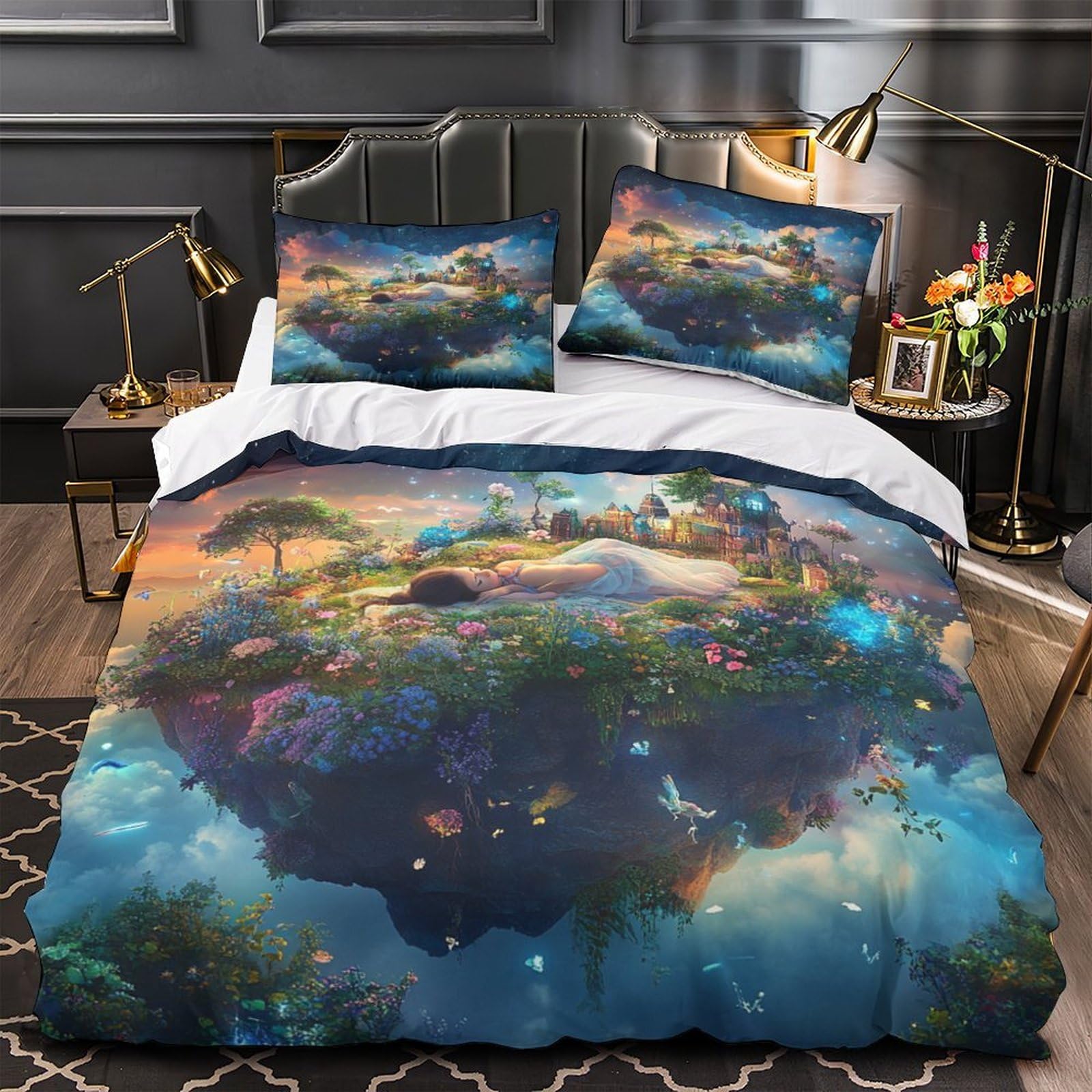 Housse de couette île flottante 3D 200x200 microfibre