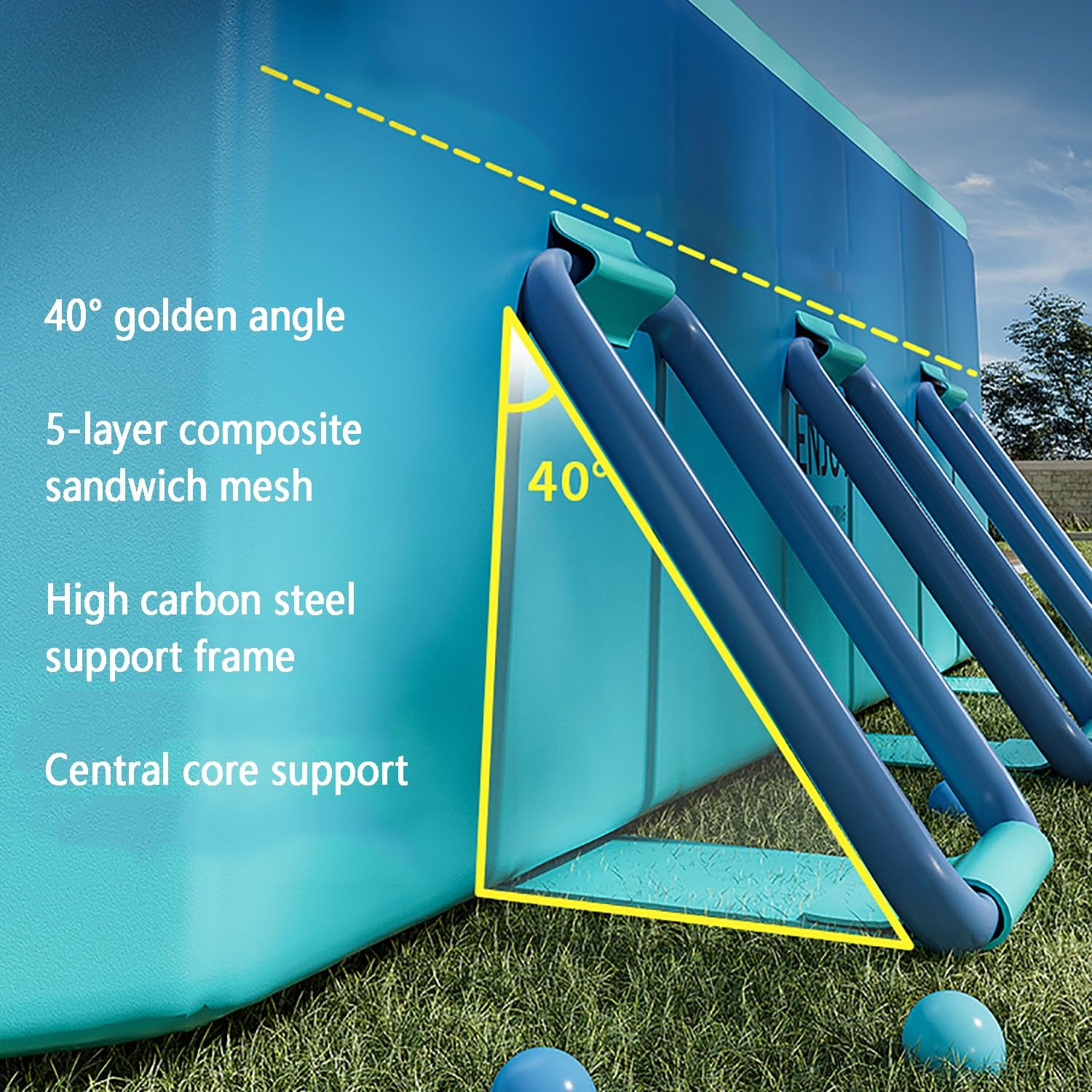 Vistop Dog Pool 10ft Foldable Swimming Pool - Non-Inflatable Frame Pool ...