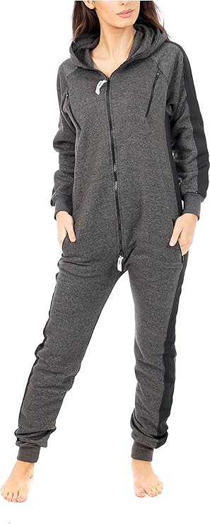 Onesies voor heren, fleecegevoerde jumpsuit met ritssluiting
