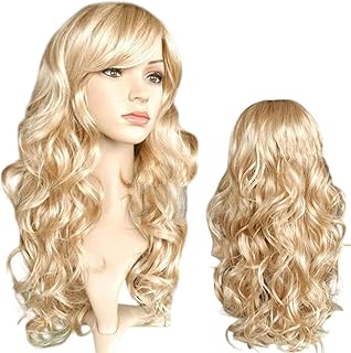 ［桃花セレクト］ロング ウェーブ ブロンド フルウィッグ ファッション 明るい金髪 巻き髪 耐熱 パーティー コスプレ かつら