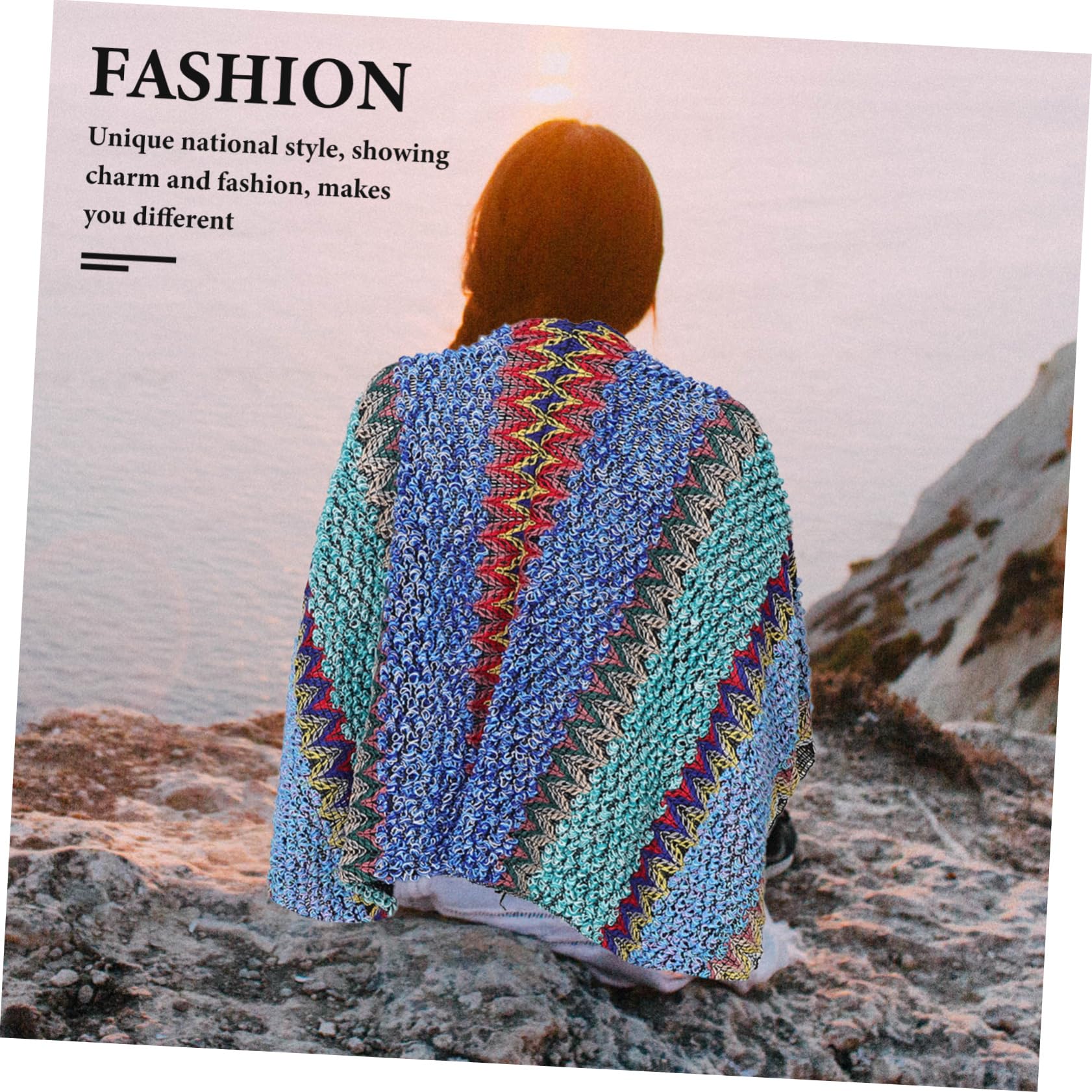 Balacoo Poncho Suéter con Borlas y Cálida para Mujer para y Sesiones Fotográficas Casual y Chic Color Azul