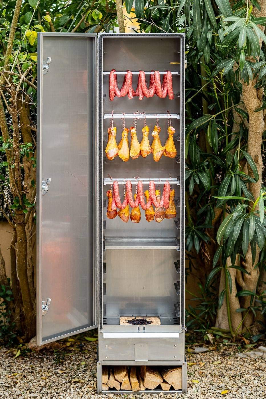 Smoki - Forno affumicatore in acciaio inossidabile, 150 x 39 x 33 cm