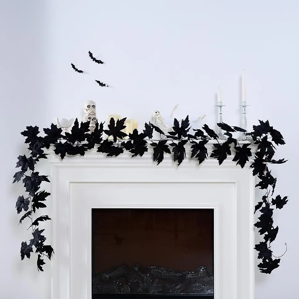9ft Pre-Lit Black Maple Garland
