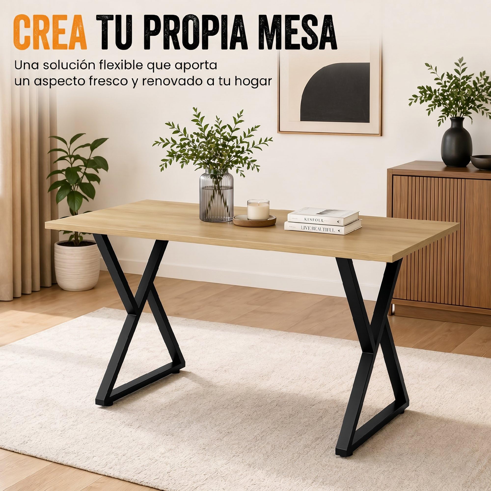 HOMCOM Patas de Mesa de Acero Juego de 2 60x10x72 cm Negro Comedor | en Forma de X, para Muebles Industriales, Almohadillas Ajustables, Tornillos, para Mesa de Comedor, Banco