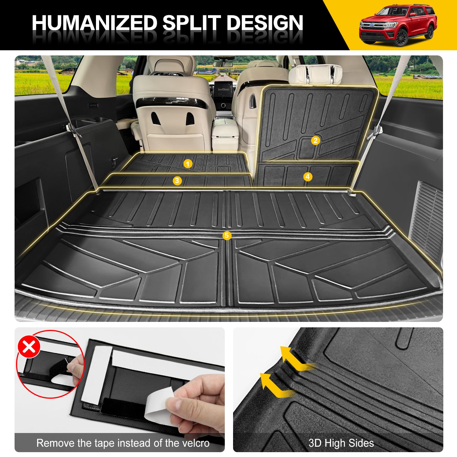 Trunk Mat & Backrest Mat For 2018-2024 Ford Expedition Max/Lincoln - View #8