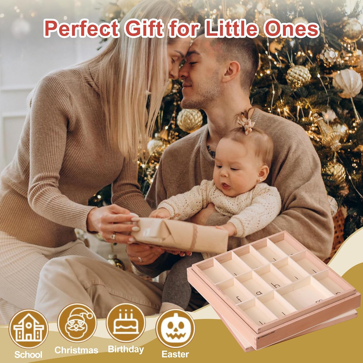 MONTESSORI OUTLET Medium Movable Alphabet Box (Lower Case Letters) - Box Only, Doesn't Contain Letters for 3-6 Years Montessori Education at School and Home