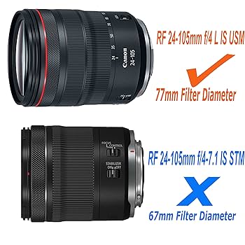 Canon RF 24-105mm f/4L IS USM + フィルター Amazon.com : Canon RF 24-105mm f/4L is USM Lens (2963C002) +