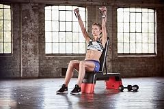 Banca reclinable Reebok para fitness, hogar, desafío de fuerza, ejercicios cardiovasculares, aeróbicos, multiusos, grande, de 47 pulgadas, color negro