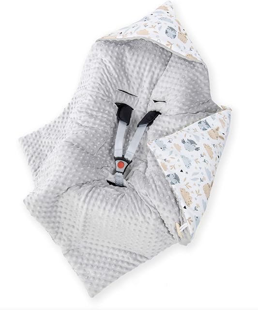 Amilian B08 Baby Swaddling Blanket, Baby Blanket, Footmuff, Cuddly Blanket with Hood, Universal for Baby Seat, Car Seat, Buggy, Pushchair, Approx. 90 x 90 cm, Cotton, Baby Car Seat Blanket