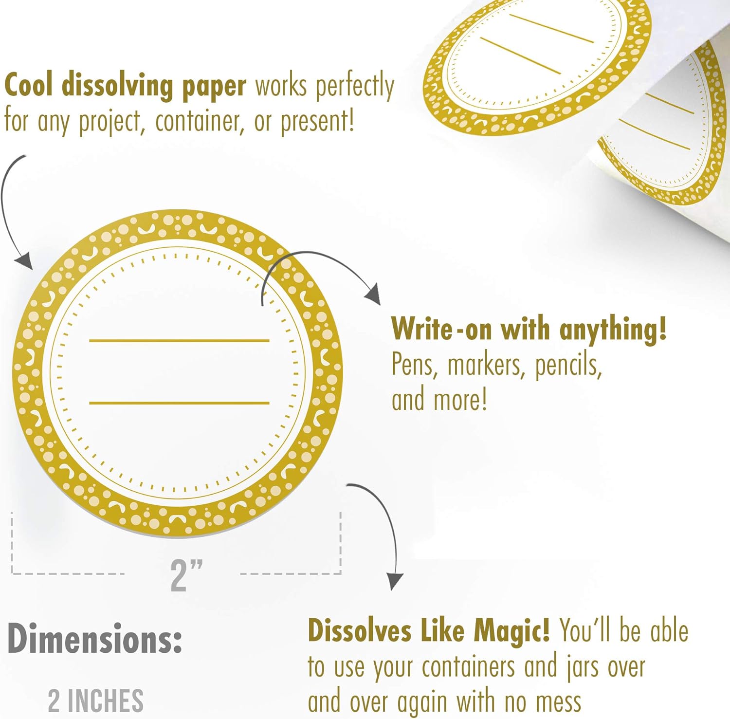 MESS Dissolvable Canning Labels for Jars – 400 Dissolvable Mason Jar Labels - Dissolvable Food Labels for Containers - Jam Homemade Canning Jar Labels Stickers - Removable Mason Jar Labels 2"