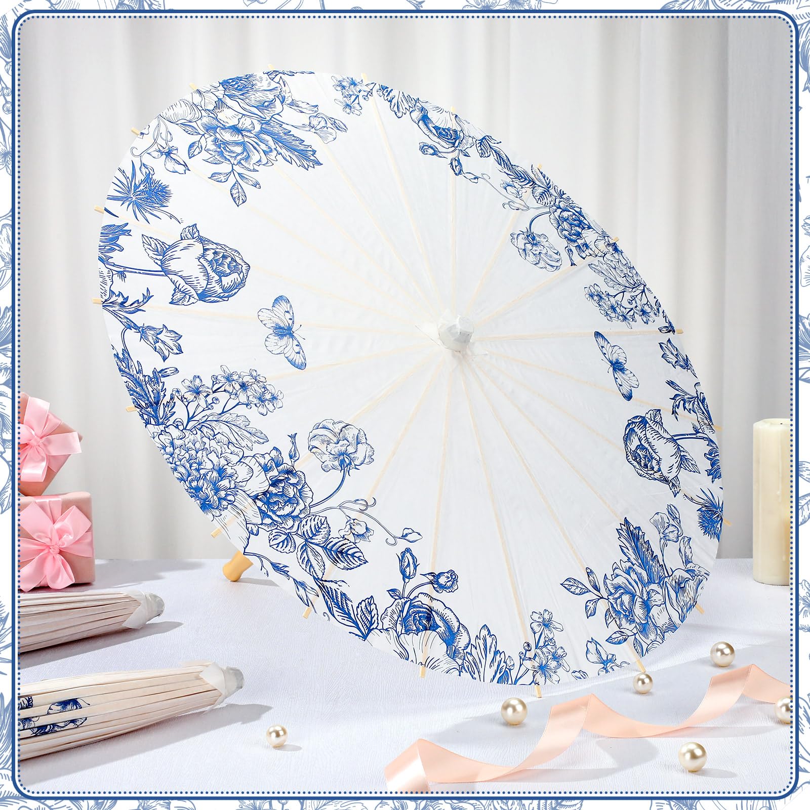 Papierschirme für Hochzeit, 59,9 cm, chinesischer japanischer Sonnenschirm, Vintage, dekorativer Sonnenschirm für Brautparty, Tee