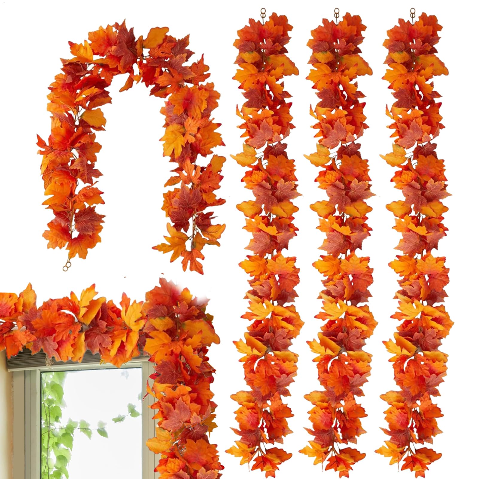 Guirlande d'automne extérieur anti-décoloration pour entrée et patio | Lot de 4