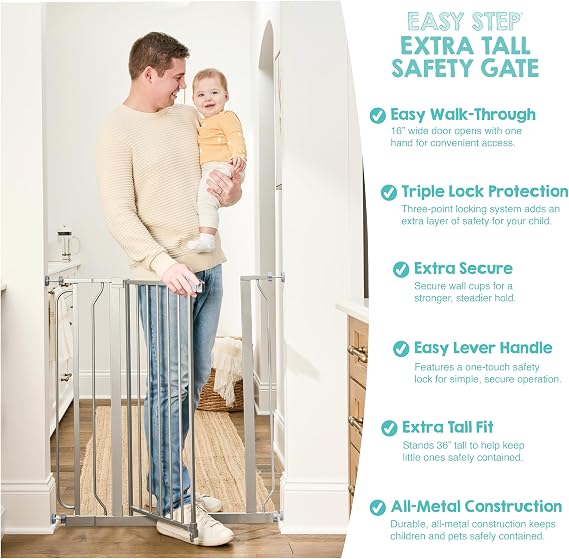 Regalo Safety 36 Extra Tall Baby Gate, Bottom of Stairs & Doorways