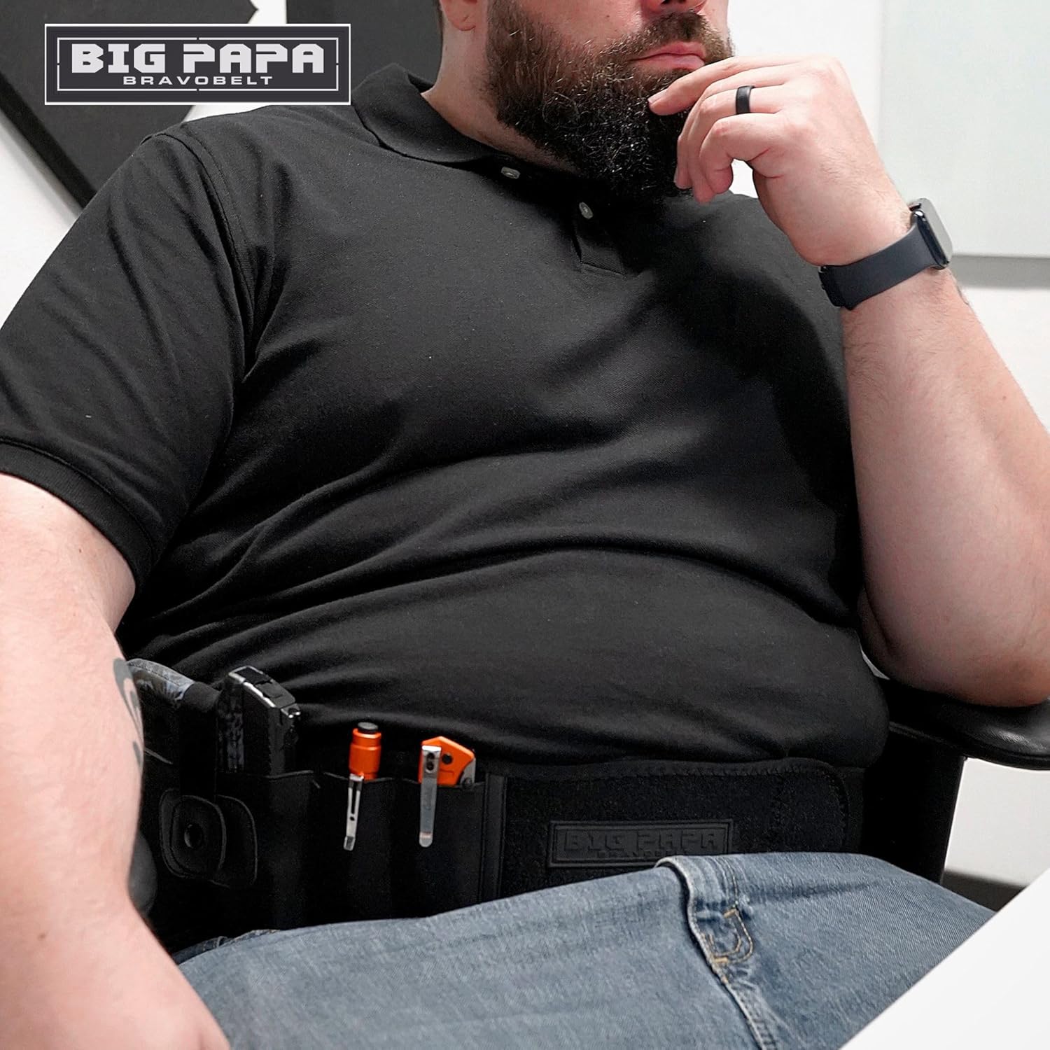 Belly Band Holster for Big Guys (2XL) by BRAVOBELT - Big Papa Edition | Fits 55" to 65" Belly
