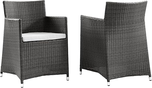 Miniatura 9 de Modway Sillón de comedor de mimbre para patio al aire libre de la rota de Junction con el cojín en marrón