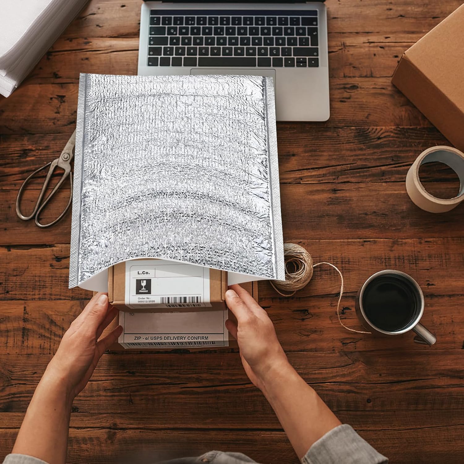 UPKOCH Disposable Foil Insulation Bags 11.81X7.87 Inch Thick Thermal Food-Keeping Pouches for Takeout Picnic Travel Fruit Storage