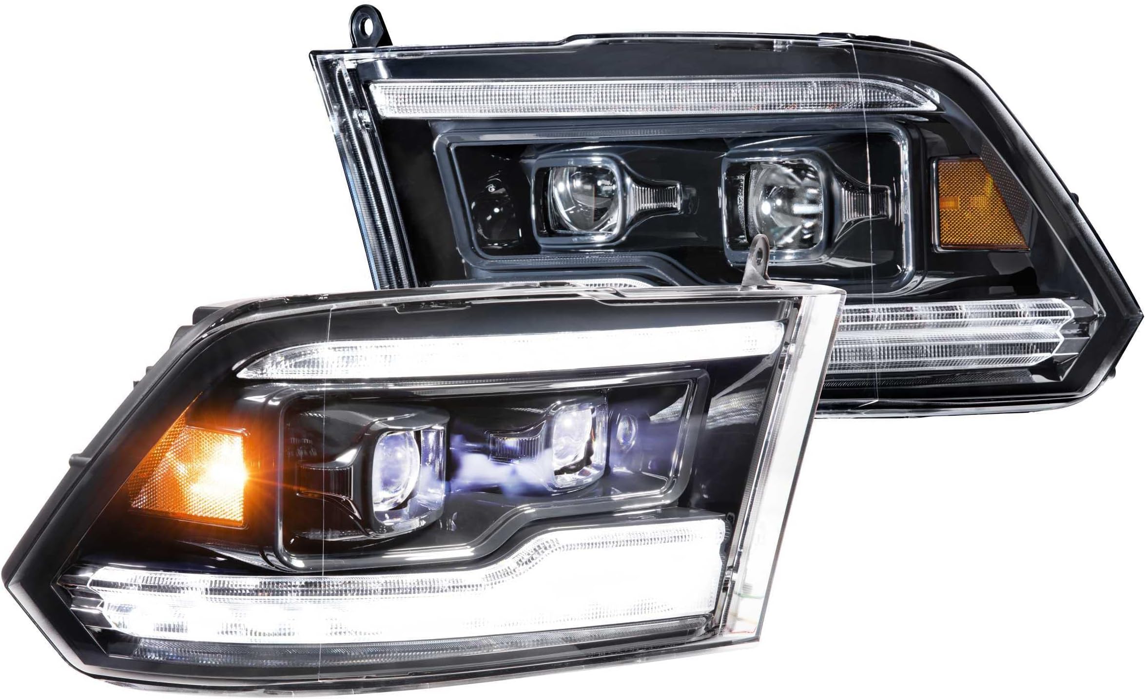 Morimoto XB LEDヘッドライトとスモークテールライト Dodge Ram 2009-2018 プラグアンドプレイアセンブリ (LF520-ASM, LF521)