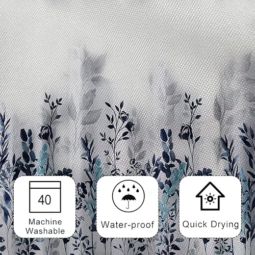 Miniatura 4 de Cortina de ducha floral para baño, cortina de ducha de flores de acuarela con 12 ganchos, decoración de baño para el hogar, bañeras, fácil cuidado,