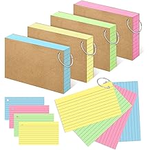 YAGUAO Colored Index Cards 3x5 Inch Heavyweight Flash Cards with Ring Lined Flashcards Note Cards for Studying School Supplies College, 200 Count