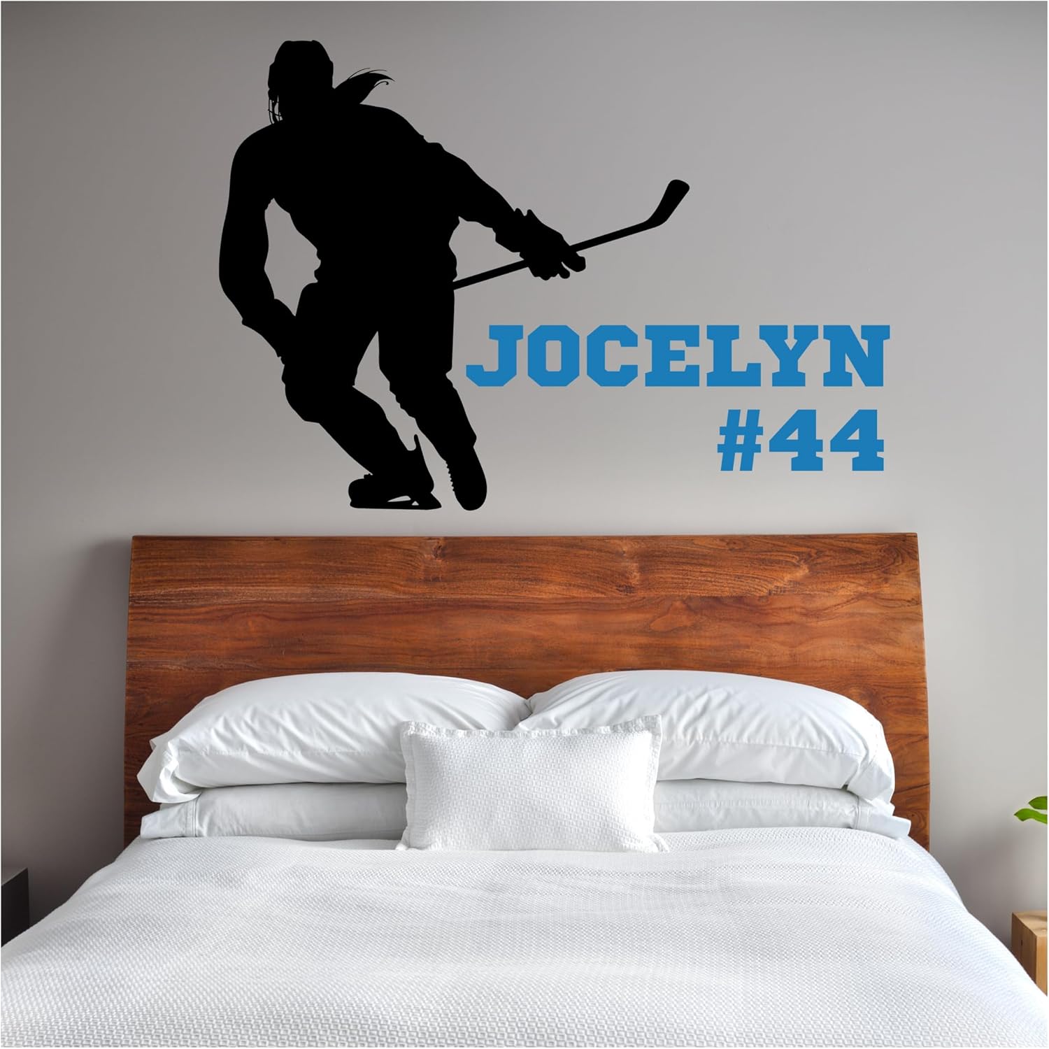 Personalized Girls Hockey Wall Decal, Silhouette with Name, Girls Hockey Gifts, Choose from 30 Colors & Several Sizes