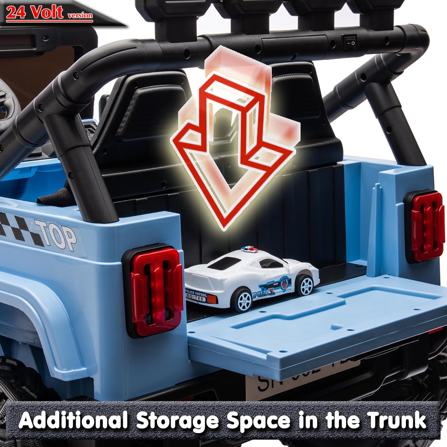 sopbost 24V Ride On Toys for Big Kids Boys Girls 2 Seater Ride On Car with Remote Control 4WD Electric Vehicles Battery Powered Side by Side Off-Road Truck, 4x75W Motors, EVA Rubber Tires, Airy Blue