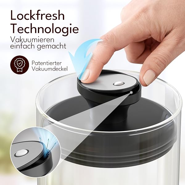 Kitchen&CO 1kg Coffee Beans Vacuum Storage Jars with Lids Airtight Container Glass Coffee Container BPA Free Borosilicate Glass Sustainable Storage - 3