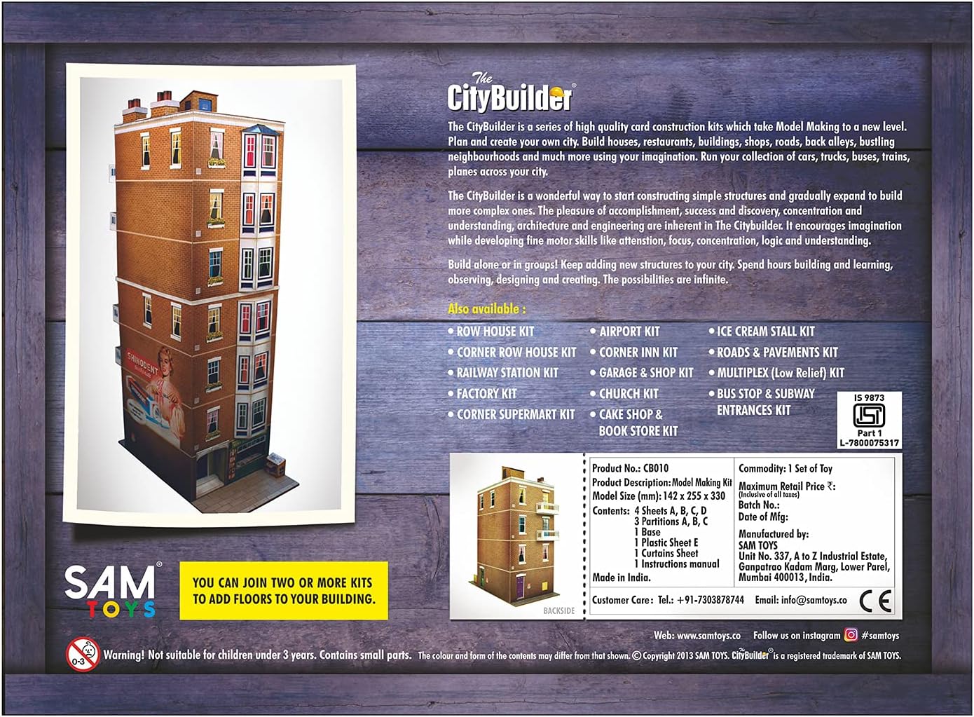 The CityBuilder Apartment Building Cardboard Model Making Kit - O Scale Model Railroad Building