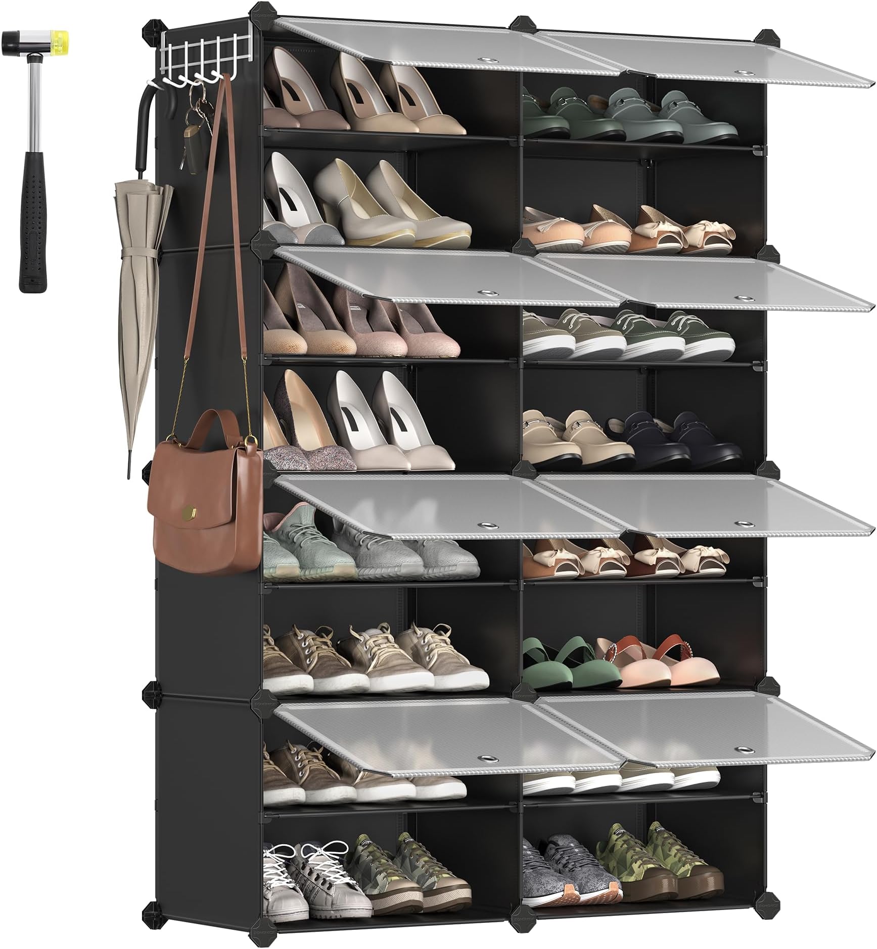 SONGMICS Mueble Zapatero Plástico, 8 Compartimentos, Zapatero Modular