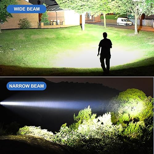 Miniatura 6 de Linternas recargables de alto lúmenes, 900000 lúmenes, linterna súper brillante, paquete de 2 luces LED de alta potencia, 5 modos12 horas de tiempo