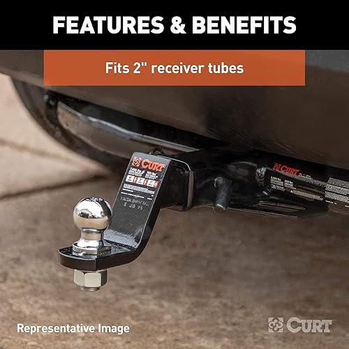Miniatura 4 de CURT 45042 Soporte de enganche de remolque con bola y pasador de 2-516 pulgadas, se adapta a receptor de 2 pulgadas, 7,500 libras, caída de 4