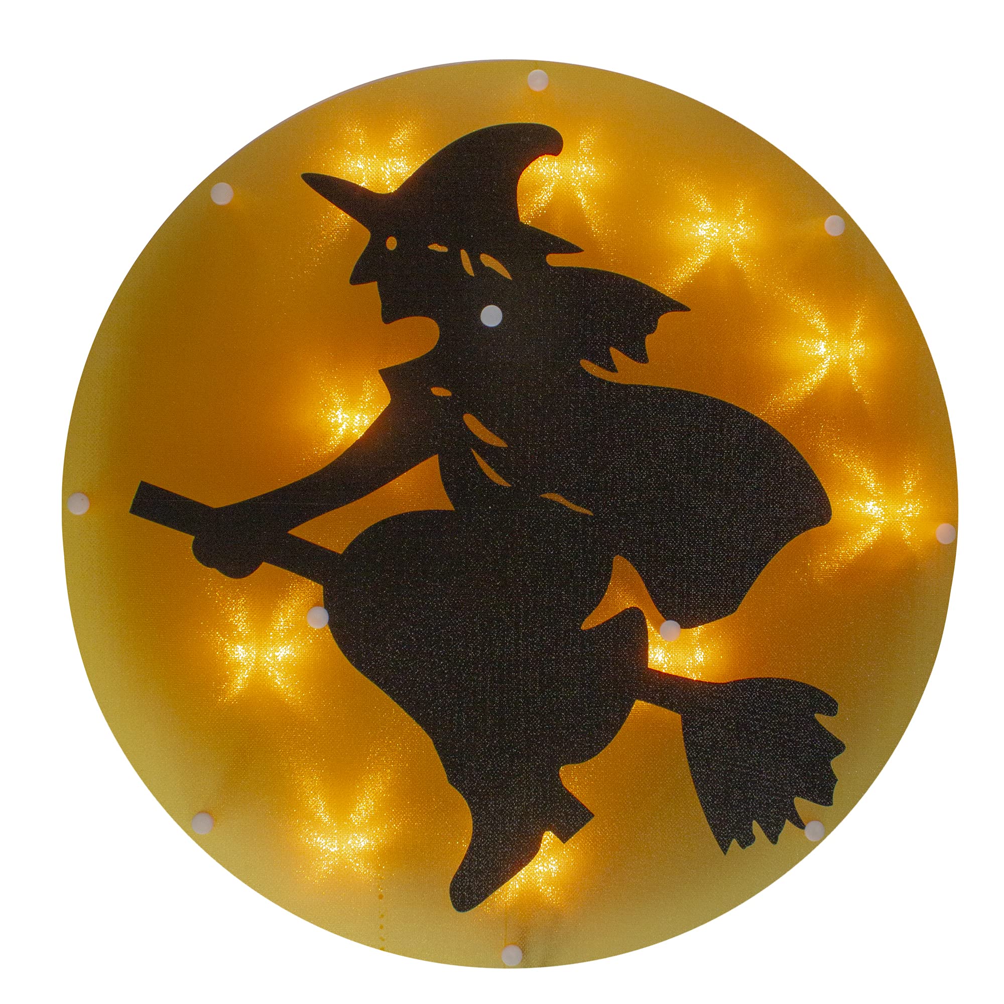 Photo 1 of 13.75" Lighted Witch on Broomstick Halloween Window Silhouette