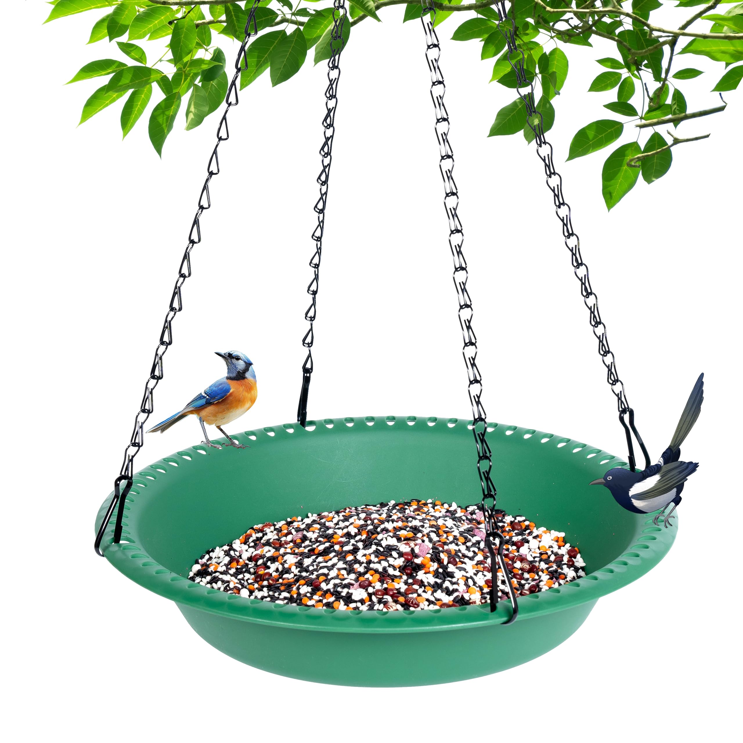 Hanging Bird Feeder Tray with Drainage Holes (Grjoprt, 14 inch)