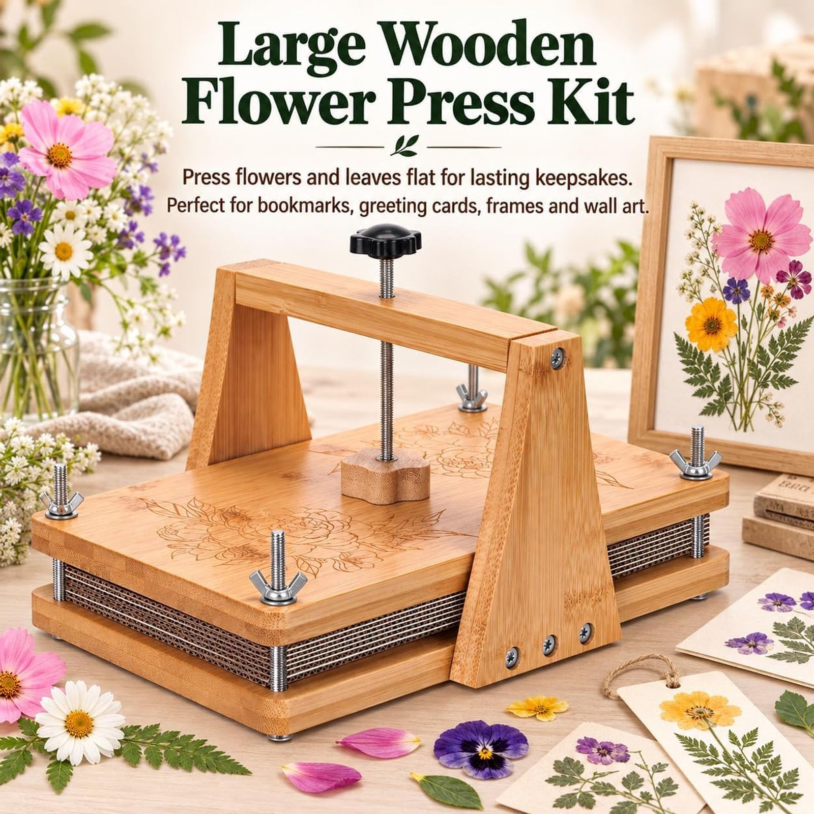 Kit grande per pressare fiori in legno, pressa per piante a strati multipli