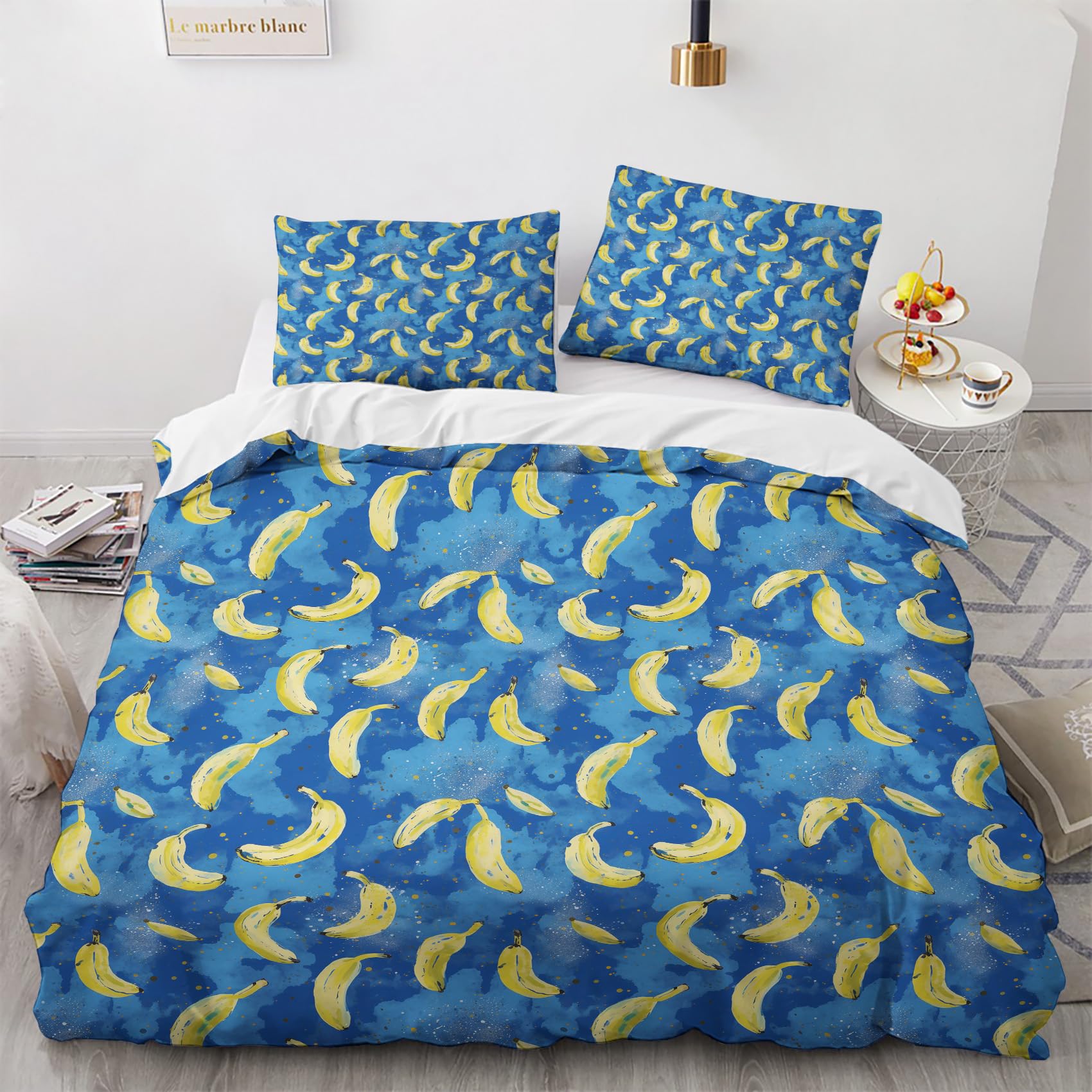 Housse de couette 160x200 banane pour un lit enfant facile à laver et doux