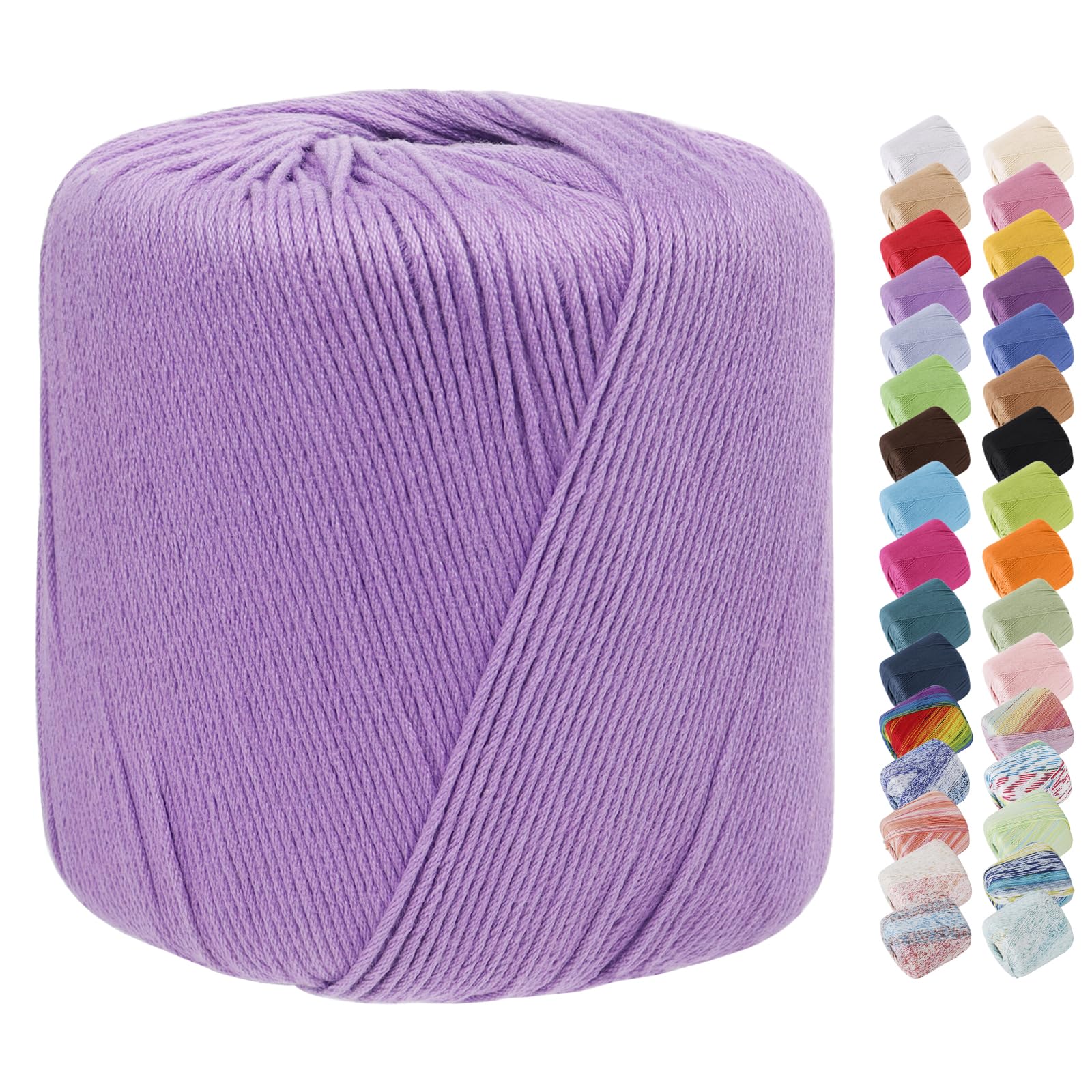 Uiopa Cotton Crochet Yarn 1mm x 125m, 8-Ply Cotton Yarn for Crochet, Hand Knitting Yarn Crochet Thread for Shawls, Hats, Doilies, Decoration, DIY Crafts (Purple)
